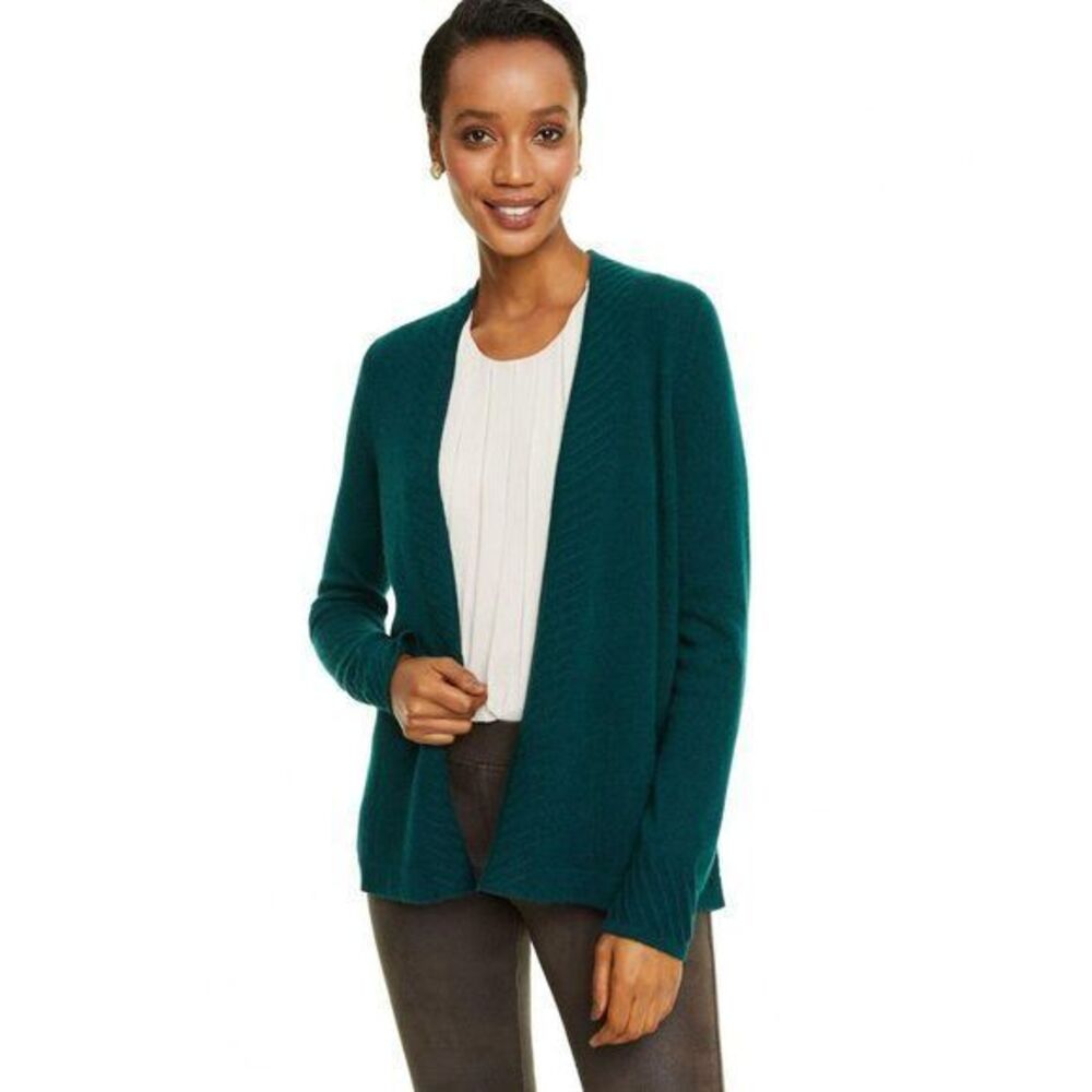 NWT Charter Club Cashmere Sweater Open-Front Gray S